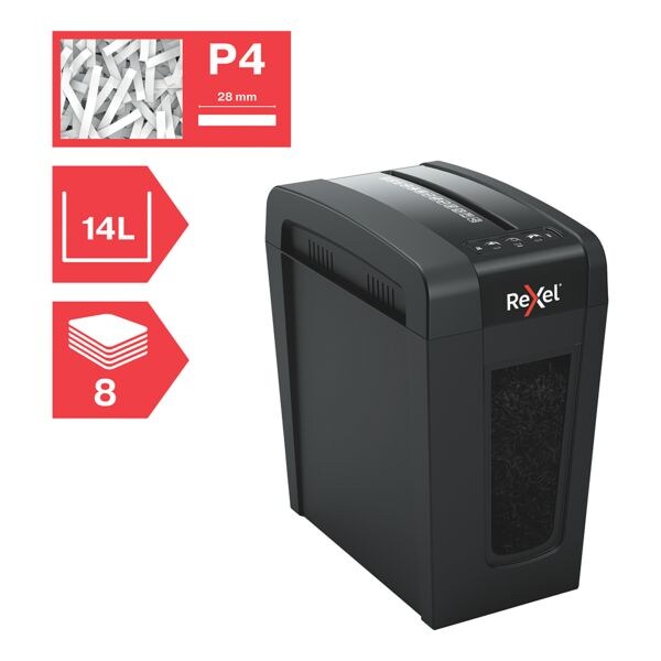 papiervernietiger Rexel Secure X8-SL Slimline Whisper-Shred, Veiligheidsklasse 4, snippers (4 x 40 mm), tot 8 bladen