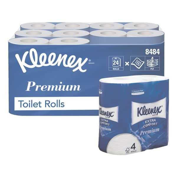 Kleenex Toiletpapier Extra Comfort Premium 4-laags, wit - 24 rollen (1 pak  24 rollen)