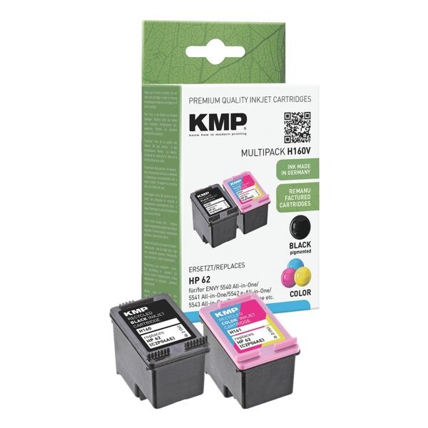 KMP Pak met 2 inktpatronen vervangt Hewlett Packard 62 (C2P04AE / C2P06AE)