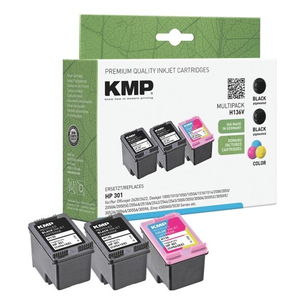 KMP Pak met 3 toner vervangt HP Nr. 301 (E5Y87EE)
