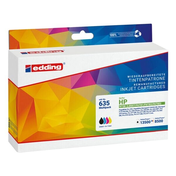 edding Inktcartridgeset vervangt HP 973X BK/CMY