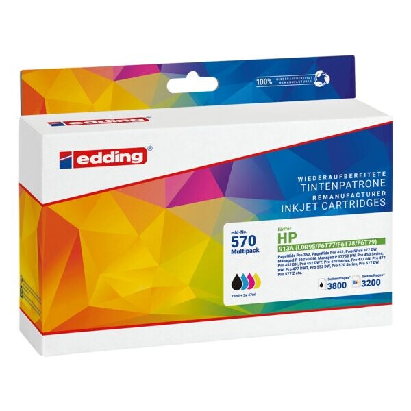 edding Inktcartridgeset vervangt HP �913A BK/CMY�