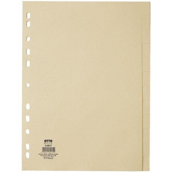OTTO Office tabbladen Nature, A4, blanco 12-delig, chamois, gerecycleerd vezelpapier