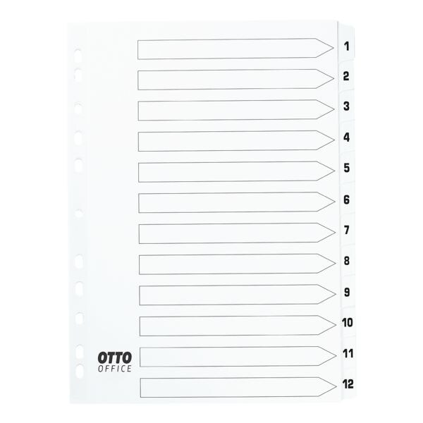 OTTO Office tabbladen, A4, 1-12 12-delig, wit, karton