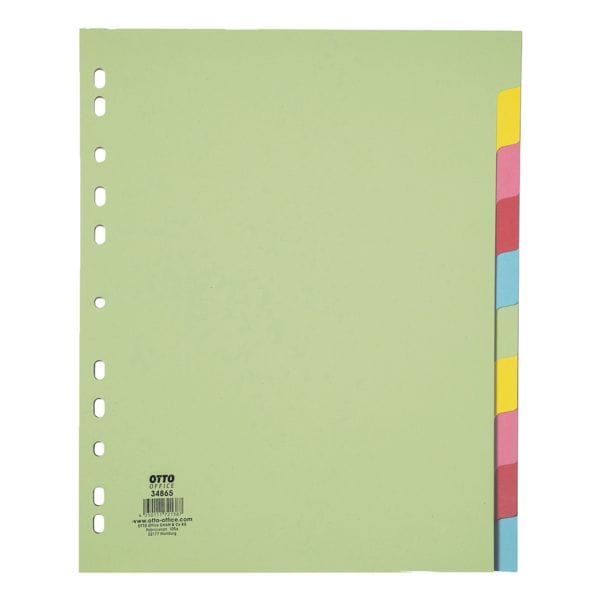 OTTO Office Nature tabbladen, A4 extra breed 10-delig, meerkleurig, gerecycleerd karton