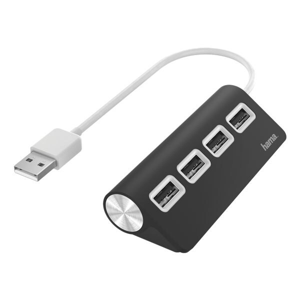 Hama USB 2.0 hub, 4 poorten, zwart