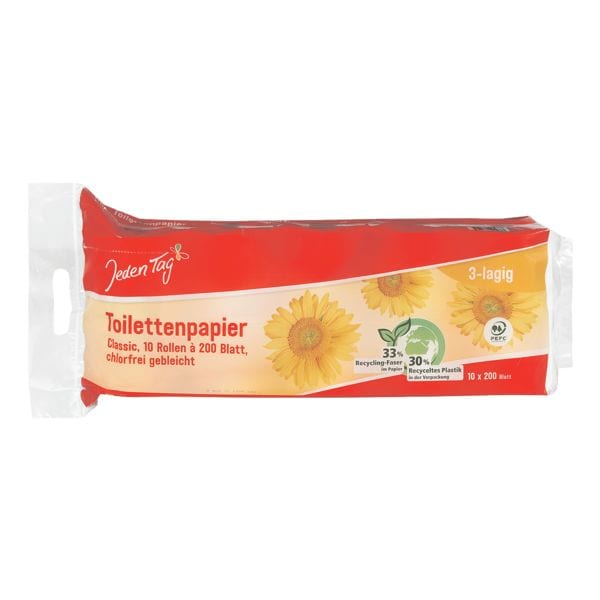 Jeden Tag Toiletpapier Classic Hybrid 3-laags, wit - 10 rollen (1 pak 1a 10 rollen)
