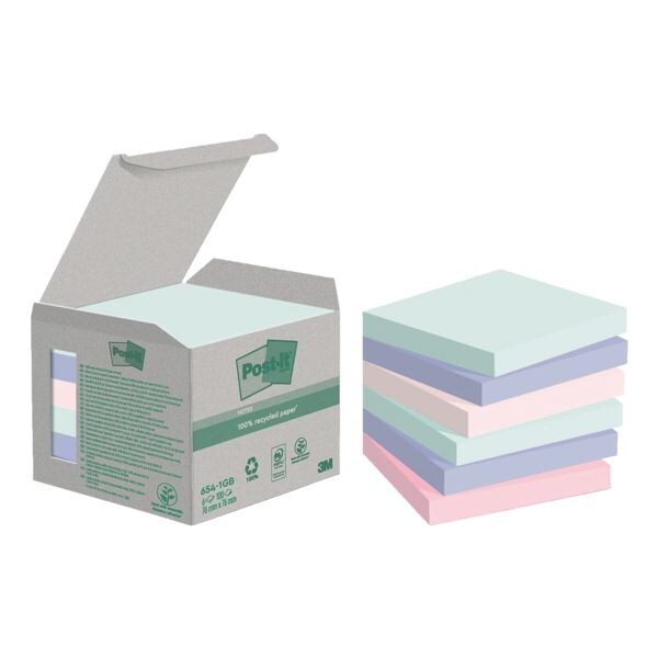 6x Post-it Notes (Recycle) blok herkleefbare notes Recycling Notes 7,6 x 7,6 cm, 600 bladen (totaal) 654-1GB 6x Post-it Notes (Recycle) blok herkleefbare notes Recycling Notes 7,6 x 7,6 cm, 600 bladen (totaal) 654-1GB