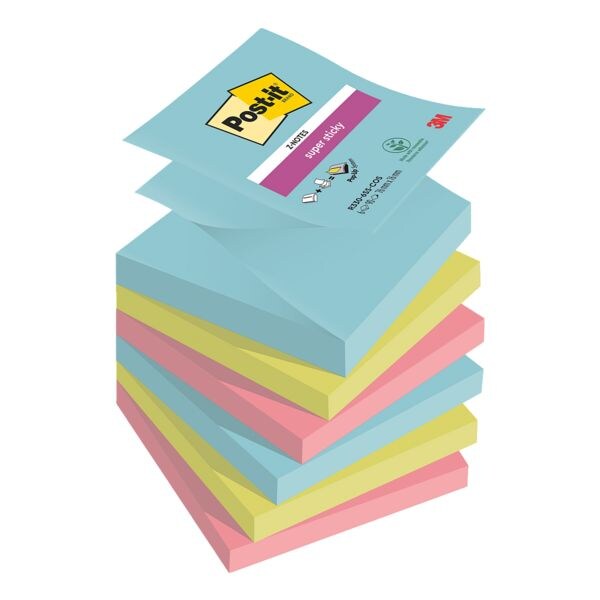 6x Post-it Super Sticky blok herkleefbare notes  Z-Notes Cosmic Collection 7,6 x 7,6 cm, 540 bladen (totaal) R330-6SS-COS