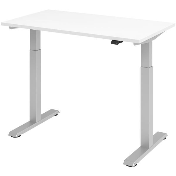 HAMMERBACHER In hoogte verstelbaar bureau (elektrisch) zilver frame VXMST612 Home Office 120 cm, T-poot zilver