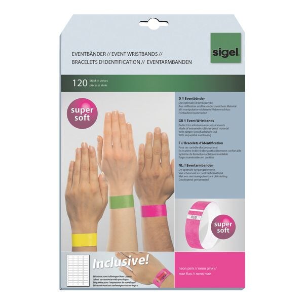 SIGEL Pak met 120  evenementenbandjes / entreebandjes Super Soft