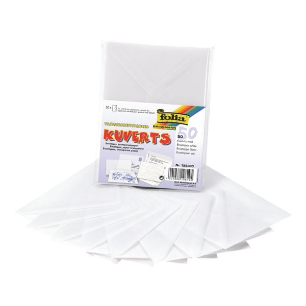 folia Enveloppen van transparant papier, 11 x 15,5 cm 115 g/m zonder venster, gegomd - 50 stuks,