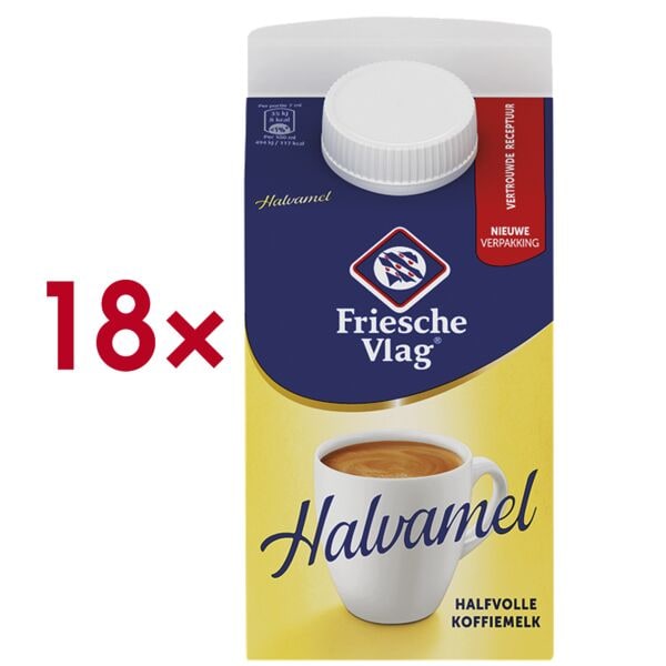 Friesche Vlag Pak met 18 gecondenseerde melk Halvamel 455 ml