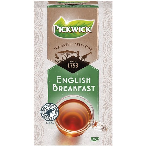 PICKWICK Zwarte thee English Breakfast kop portie, 25 Stuks