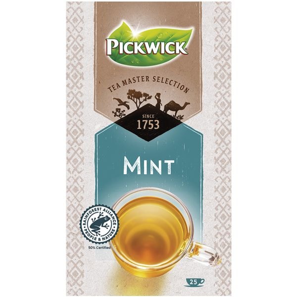 PICKWICK Mint Thee zakjes voor een kopje, 25 stuks