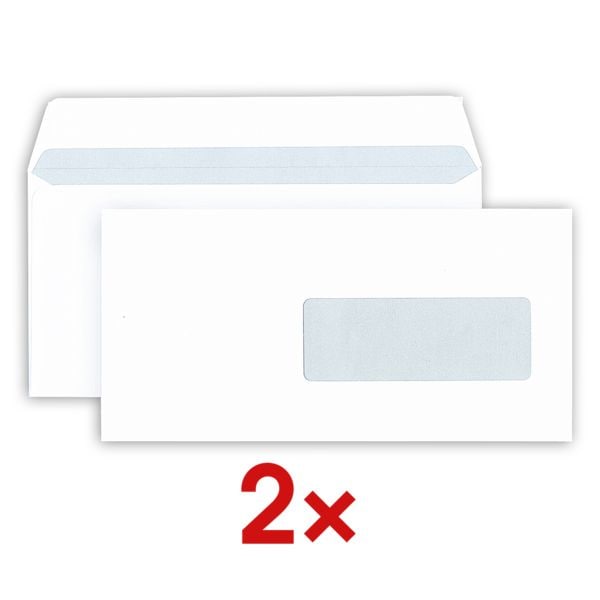 2x Enveloppen Mailmedia, DL+ 80 g/m² met venster - 500 stuk(s) 22,9/-/11,4 1000 enveloppen 2x Enveloppen Mailmedia, DL+ 80 g/m² met venster - 500 stuk(s) 22,9/-/11,4 1000 enveloppen
