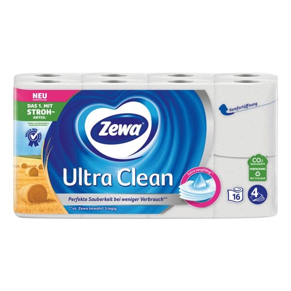 Zewa Toiletpapier Ultra Clean 4-laags, wit - 8 rollen (1 pak  8 rollen)