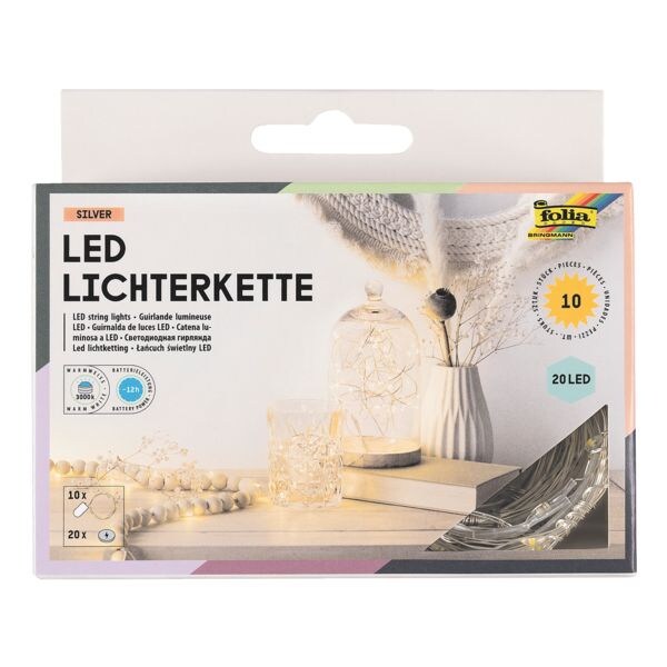 folia 10x set van 10 LED lichtsnoer 2,2 m