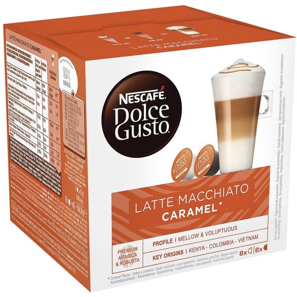Nescafe Pak met 16 koffiecapsules Dolce Gusto® Latte Macchiato Caramel 8 porties