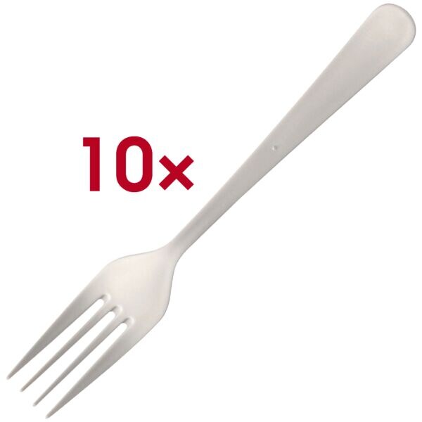 Papstar Set van 10 herbruikbare vorken 19 cm wit