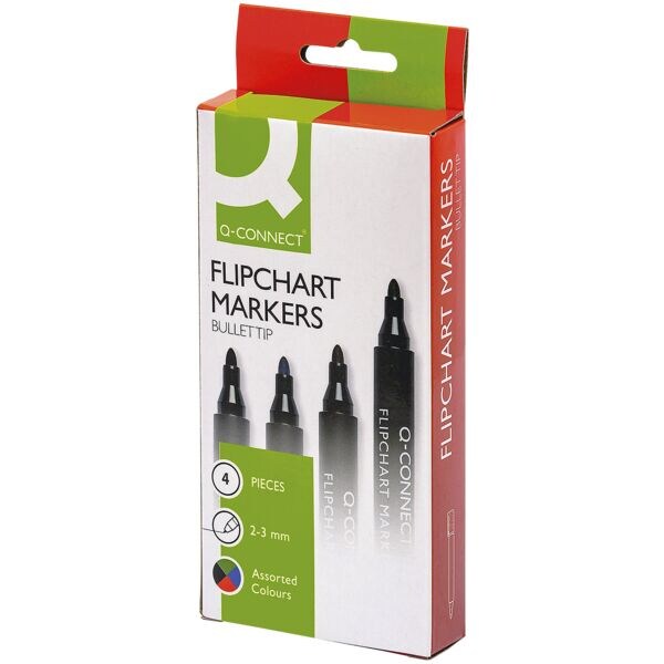 Q-CONNECT Set van 4 flipchart markers