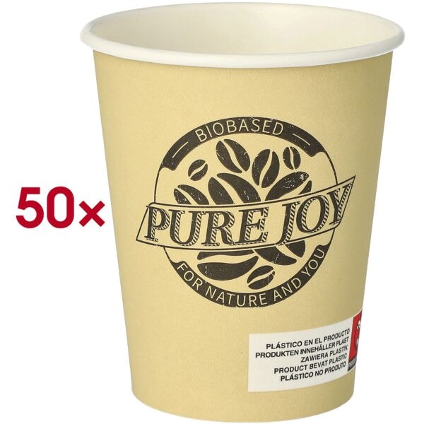 Papstar Pak met 50 wegwerpdrinkbekers pure Pure Joy 0,2 liter