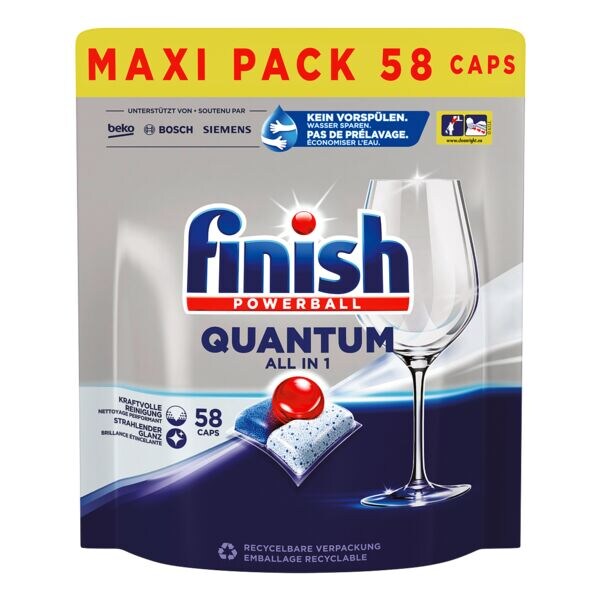 finish Quantum All In 1 MAXI PACK vaatwastabletten 58 stuks