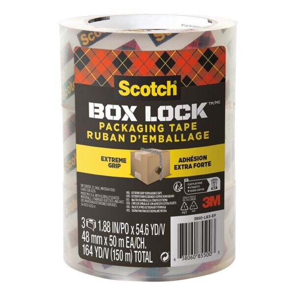 3x verpakkingstape Scotch Box Lock, 48 mm breed, 50 m lang