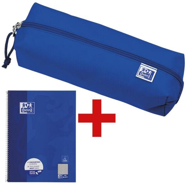 Oxford Grote pennenetui met elastiek rechthoekig blauw incl. college-notitieblok 100050358 A4 geruit