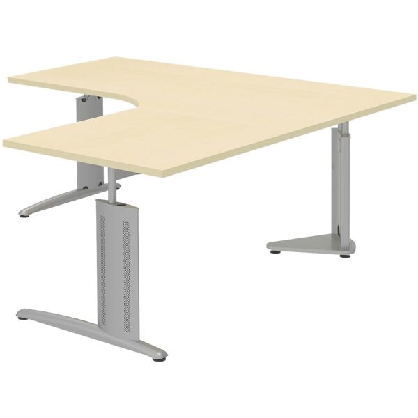 rhr Hoekbureau hoogte verstelbaar (handmatig) Techno 180 cm, L-onderstel zilver