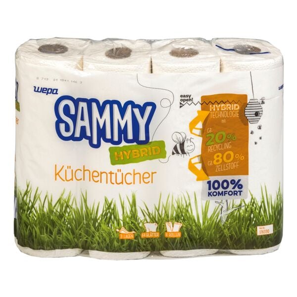 wepa Sammy Keukenrol cleaner hybrid, 3-laags, 4 rollen