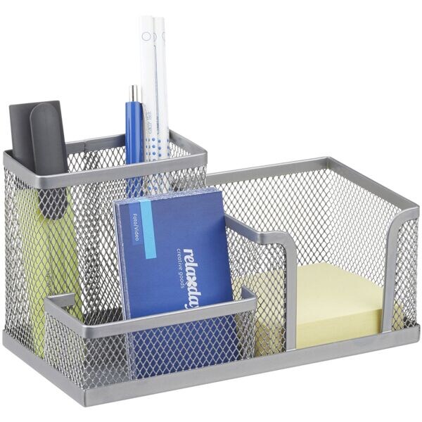 relaxdays Pennenhouder met notitiehouder mesh design