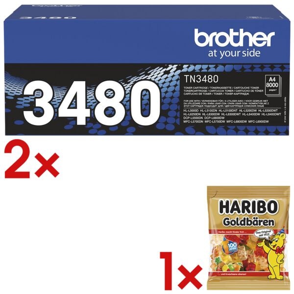 Brother 2x toner �TN-3480� incl. vruchtengom �Goldb�ren�