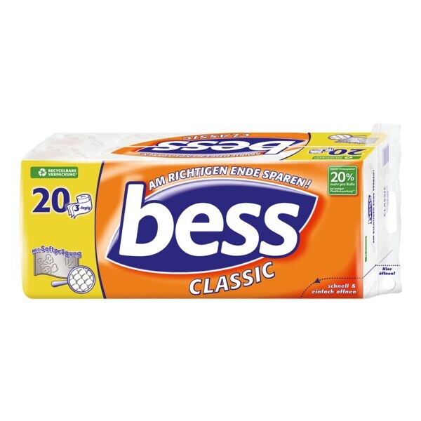 Bess Toiletpapier Classic 3-laags, wit - 20 rollen (1 pak � 20 rollen)
