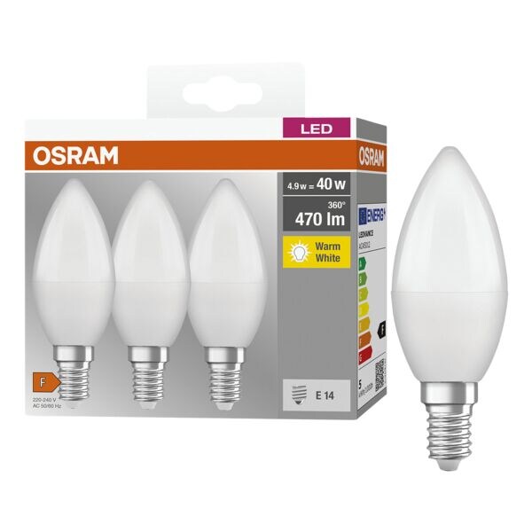 Osram 3x LED lamp �Base Classic B� 4,9 W E14 2700 K