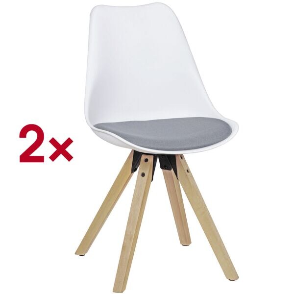 Wohnling Set van 2 eetkamerstoelen Lima kunststof wit/grijs