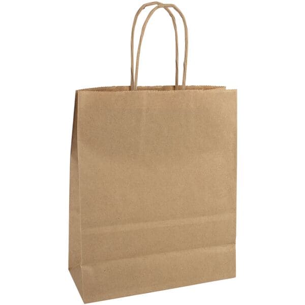 Pak met 50 stuks papieren draagtassen 32 x 12 x 41 cm bruin