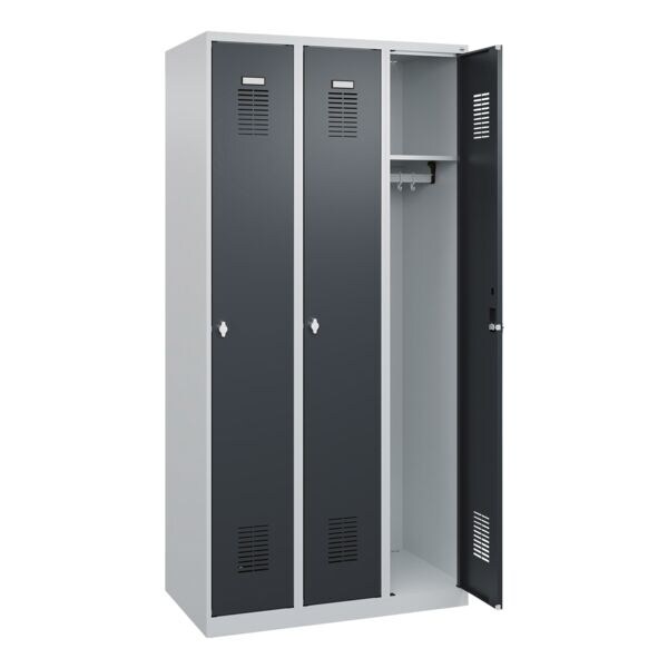 CP garderobekast Basis PLUS, 3x1, staal, vloerstaand, 90 x 185 cm