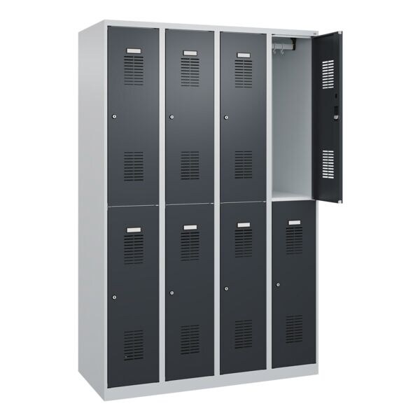 CP garderobekast Basis PLUS, 4x2, staal, vloerstaand, 120 x 185 cm