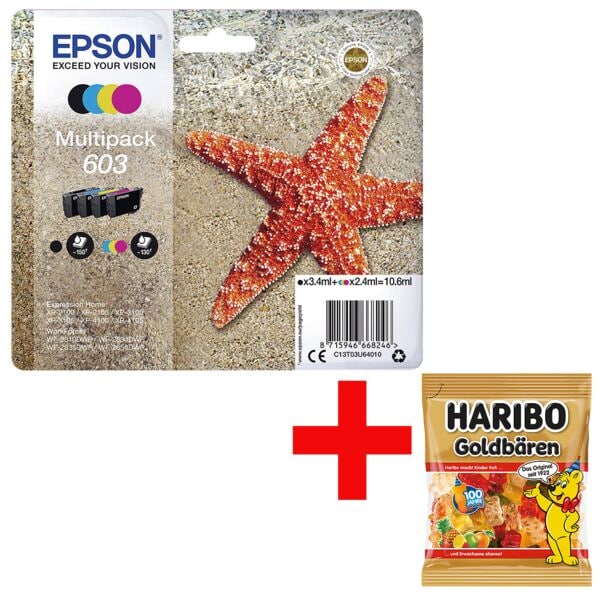 Epson 2x 4st inktpatroon set 603 incl. vruchtengelei Goldbren