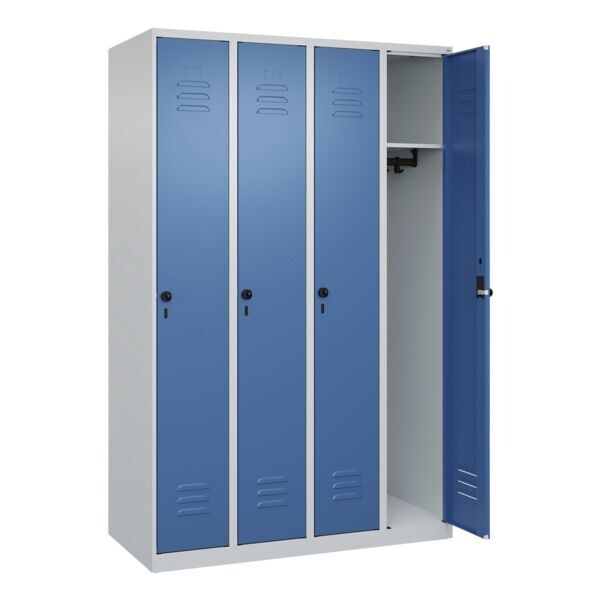 CP garderobekast Classic PLUS korpus lichtgrijs, 4x1, staal, vloerstaand, 120 x 185 cm