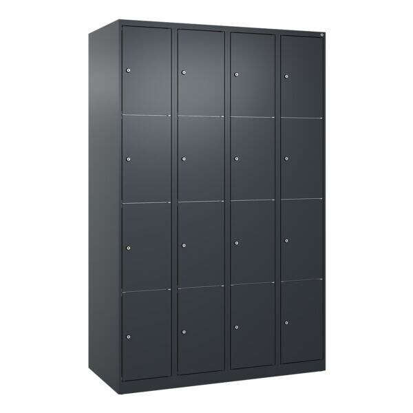 CP kast met kluisjes Classic Plus corpus antraciet, 4x4, staal, vloerstaand, 120 x 185 cm