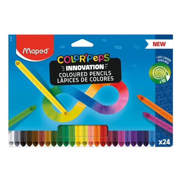 Maped Color peps Infinity x24 kleurpotloden zelfslijpend zonder houten behuizing