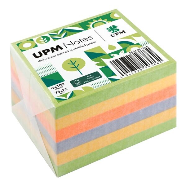 6x UPM Herkleefbare notes »5854-76PG-6« 7,5 x 7,5 cm, 600 bladen (totaal) 6x UPM Herkleefbare notes »5854-76PG-6« 7,5 x 7,5 cm, 600 bladen (totaal)