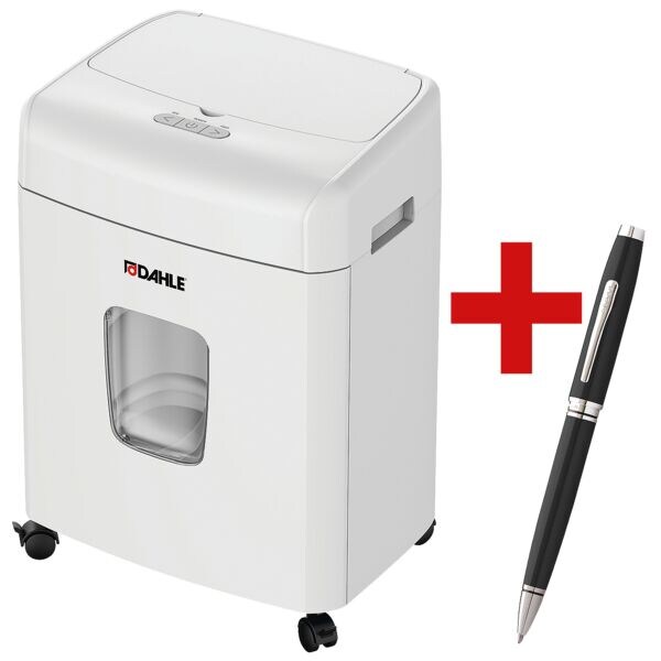 papiervernietiger Dahle ShredMATIC® 90, Veiligheidsklasse 4, snippers (4 x 12 mm), tot 90 bladen incl. Balpen Coventry