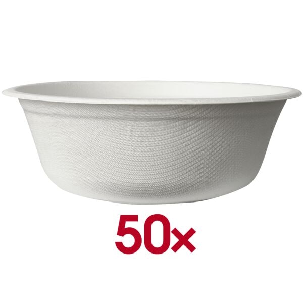 Papstar Pak met 50 pure suikerrietkommen  15,5 cm wit