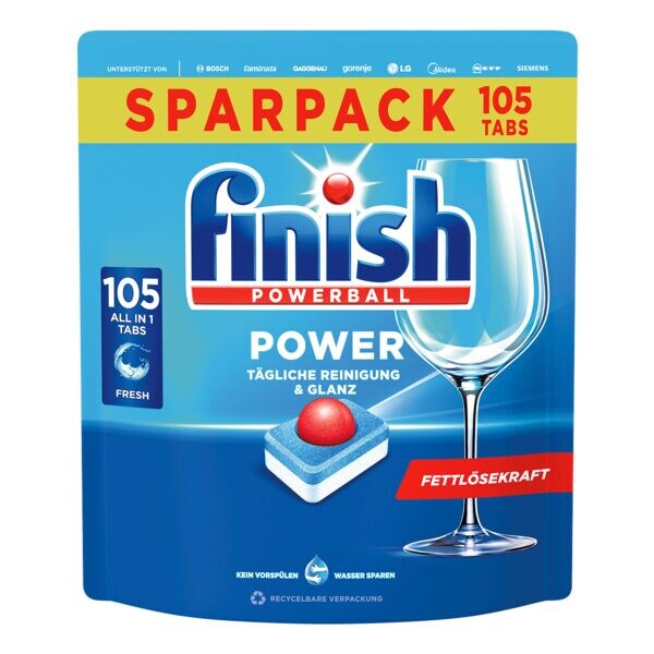 finish SPARPAK: vaatwastabletten Power 105 stuks