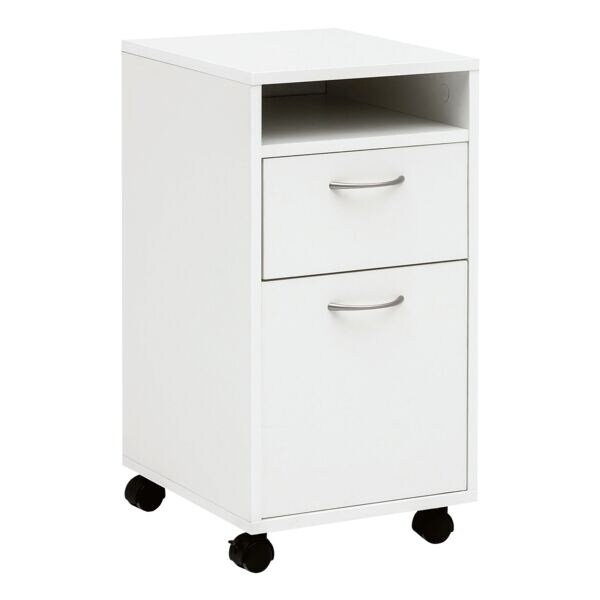Wohnling Compact ladeblok op wielen, wit, 1 lade, 1 deur