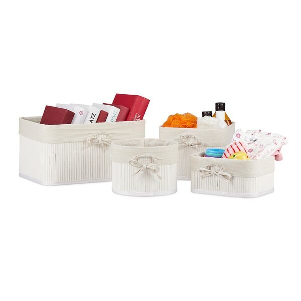 relaxdays Set van 4 Bambus opbergmanden