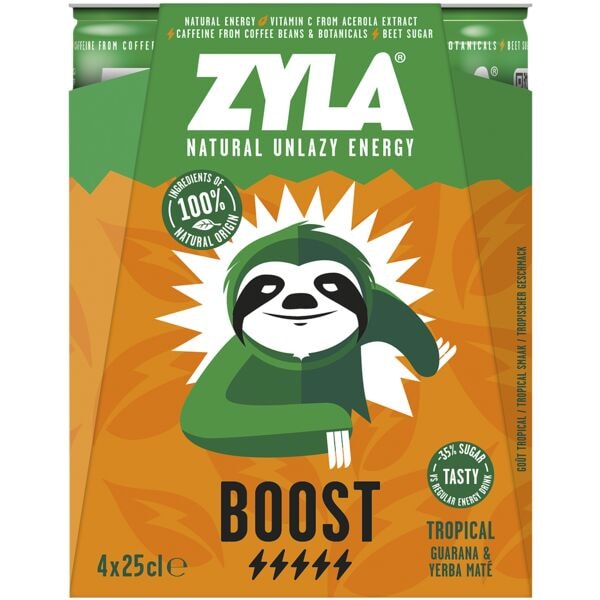 SPA Energiedrank ZYLA Vitality blikje 25cl 4 stuks